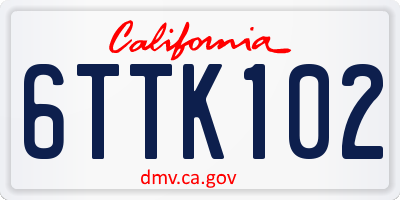CA license plate 6TTK102
