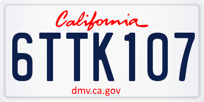 CA license plate 6TTK107