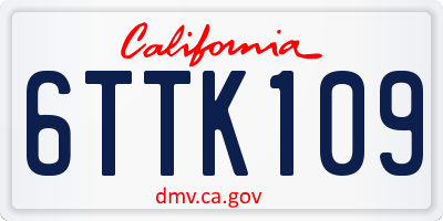 CA license plate 6TTK109
