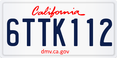 CA license plate 6TTK112