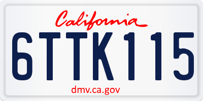 CA license plate 6TTK115