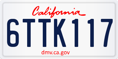 CA license plate 6TTK117
