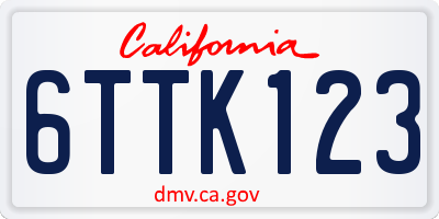 CA license plate 6TTK123