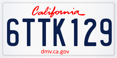 CA license plate 6TTK129
