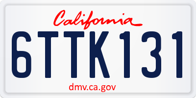 CA license plate 6TTK131