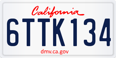 CA license plate 6TTK134
