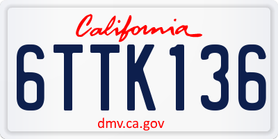 CA license plate 6TTK136