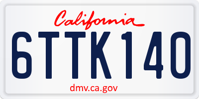 CA license plate 6TTK140
