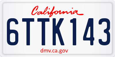 CA license plate 6TTK143