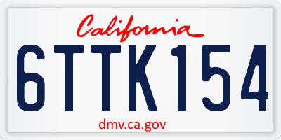 CA license plate 6TTK154