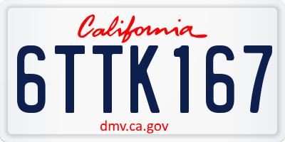 CA license plate 6TTK167