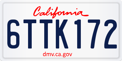 CA license plate 6TTK172