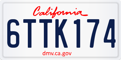 CA license plate 6TTK174