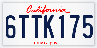 CA license plate 6TTK175