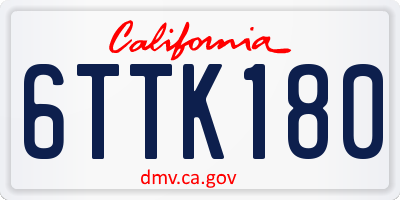 CA license plate 6TTK180