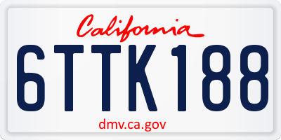 CA license plate 6TTK188