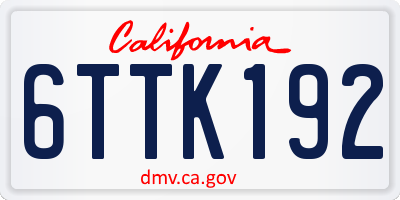 CA license plate 6TTK192