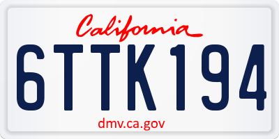 CA license plate 6TTK194