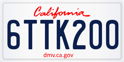 CA license plate 6TTK200
