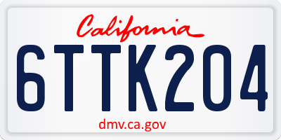 CA license plate 6TTK204