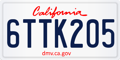 CA license plate 6TTK205