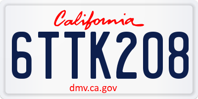 CA license plate 6TTK208