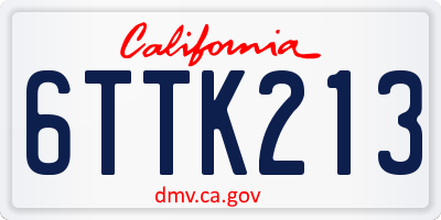 CA license plate 6TTK213