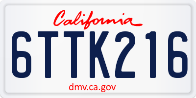 CA license plate 6TTK216