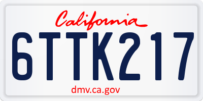 CA license plate 6TTK217