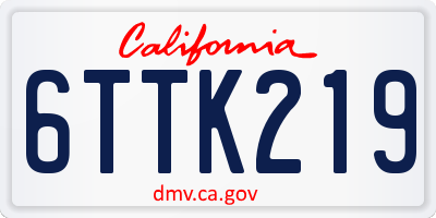CA license plate 6TTK219