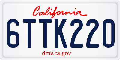 CA license plate 6TTK220