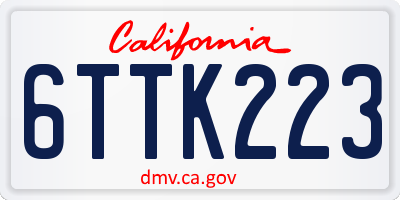 CA license plate 6TTK223