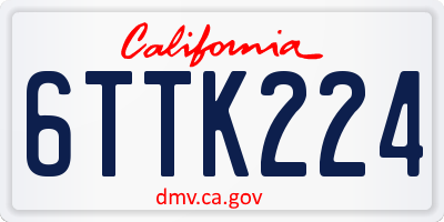 CA license plate 6TTK224