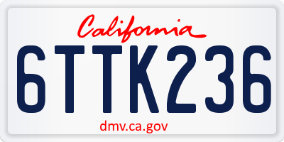 CA license plate 6TTK236