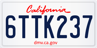 CA license plate 6TTK237