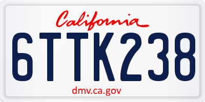 CA license plate 6TTK238