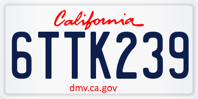 CA license plate 6TTK239