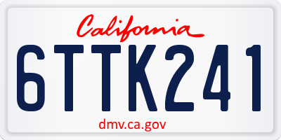 CA license plate 6TTK241