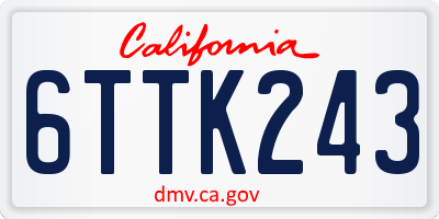 CA license plate 6TTK243