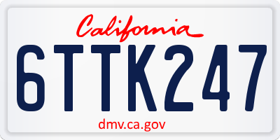 CA license plate 6TTK247
