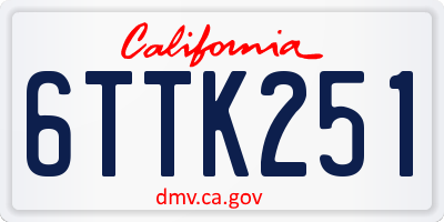 CA license plate 6TTK251