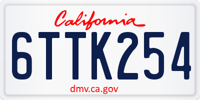 CA license plate 6TTK254