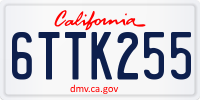 CA license plate 6TTK255