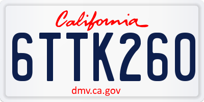 CA license plate 6TTK260