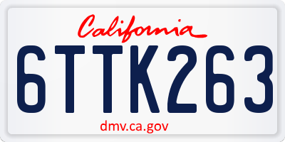 CA license plate 6TTK263