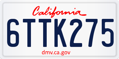 CA license plate 6TTK275