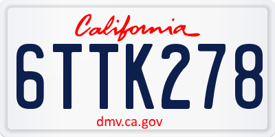 CA license plate 6TTK278