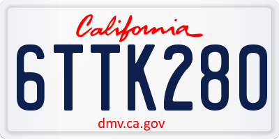 CA license plate 6TTK280
