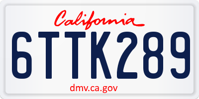 CA license plate 6TTK289