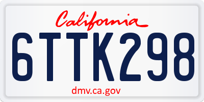 CA license plate 6TTK298